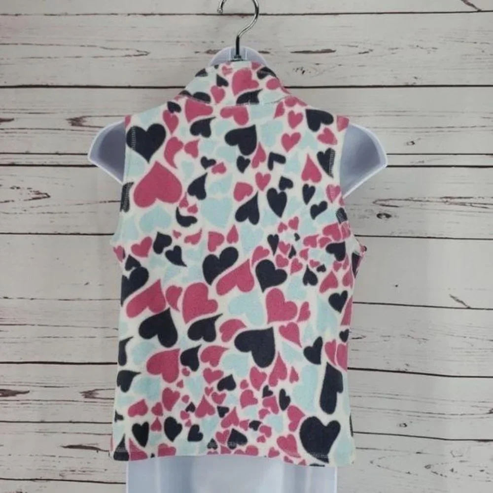 Old Navy Girl Hearts Zippered Fleece Vest‎ Jacket Large 10/12